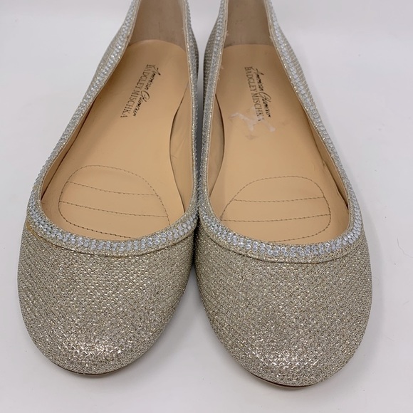 Badgley Mischka American Glamour Women’s Sparkly Gold Rhinestone Slip On Flats - Picture 3 of 14